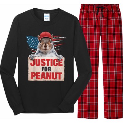 Justice For Peanut The Squirrel American Flag Peanut Squirrel Gift Long Sleeve Pajama Set