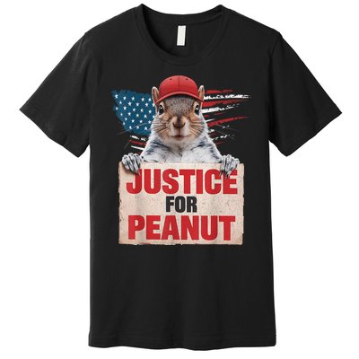 Justice For Peanut The Squirrel American Flag Peanut Squirrel Gift Premium T-Shirt