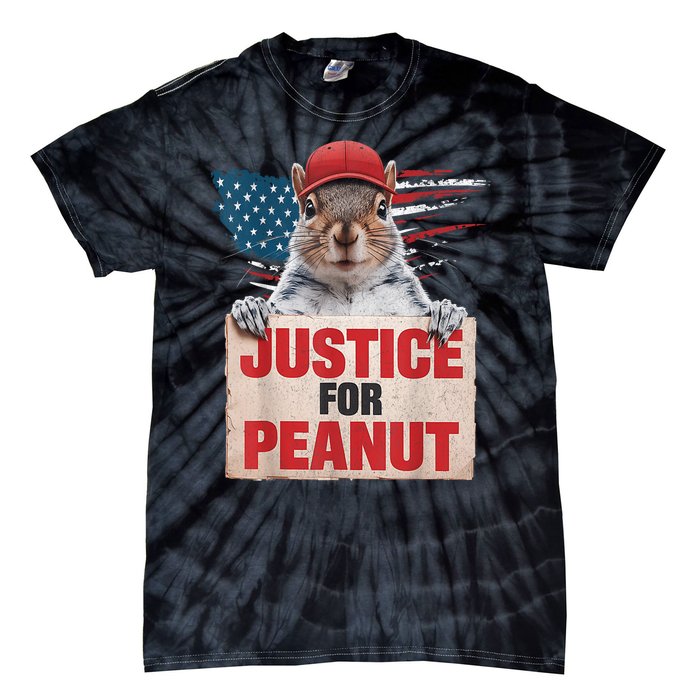 Justice For Peanut The Squirrel American Flag Peanut Squirrel Gift Tie-Dye T-Shirt