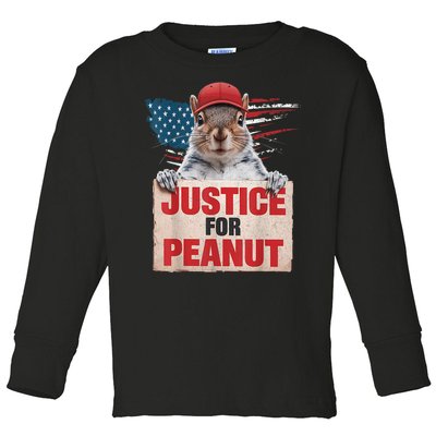 Justice For Peanut The Squirrel American Flag Peanut Squirrel Gift Toddler Long Sleeve Shirt