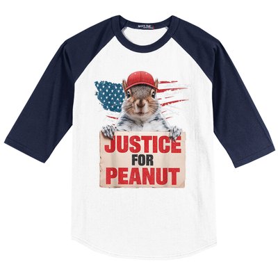 Justice For Peanut The Squirrel American Flag Peanut Squirrel Gift Baseball Sleeve Shirt