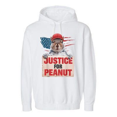 Justice For Peanut The Squirrel American Flag Peanut Squirrel Gift Garment-Dyed Fleece Hoodie