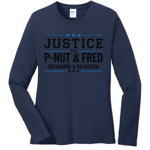 Justice For Pnut & Fred The Squirrel And The Raccoon Ladies Long Sleeve Shirt