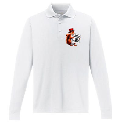 Justice For Peanut The Squirrel Peanut Squirrel Performance Long Sleeve Polo