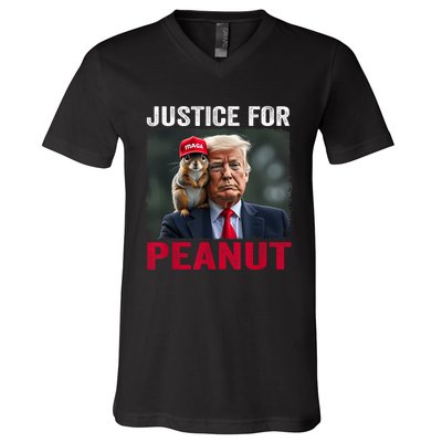 Justice For Peanut The Squirrel Wanted V-Neck T-Shirt