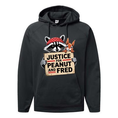 Justice For Peanut The Squirrel And Fred The Raccon Performance Fleece Hoodie