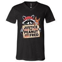 Justice For Peanut The Squirrel And Fred The Raccon V-Neck T-Shirt