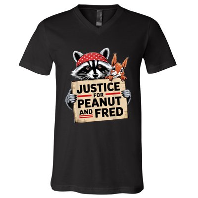 Justice For Peanut The Squirrel And Fred The Raccon V-Neck T-Shirt