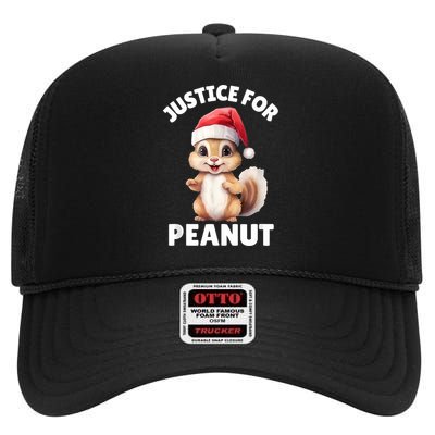 Justice For Peanut The Squirrel Funny High Crown Mesh Back Trucker Hat