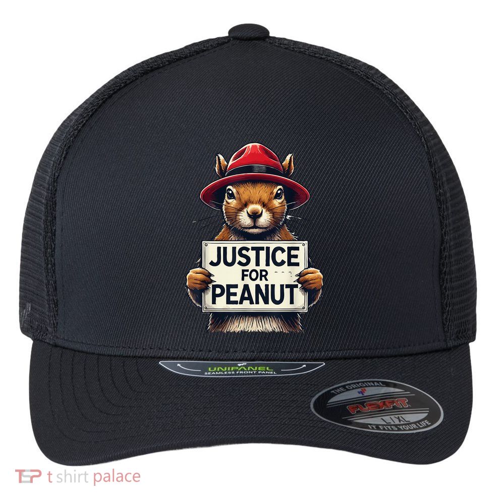 Justice For Peanut The Squirrel Wanted Flexfit Unipanel Trucker Cap
