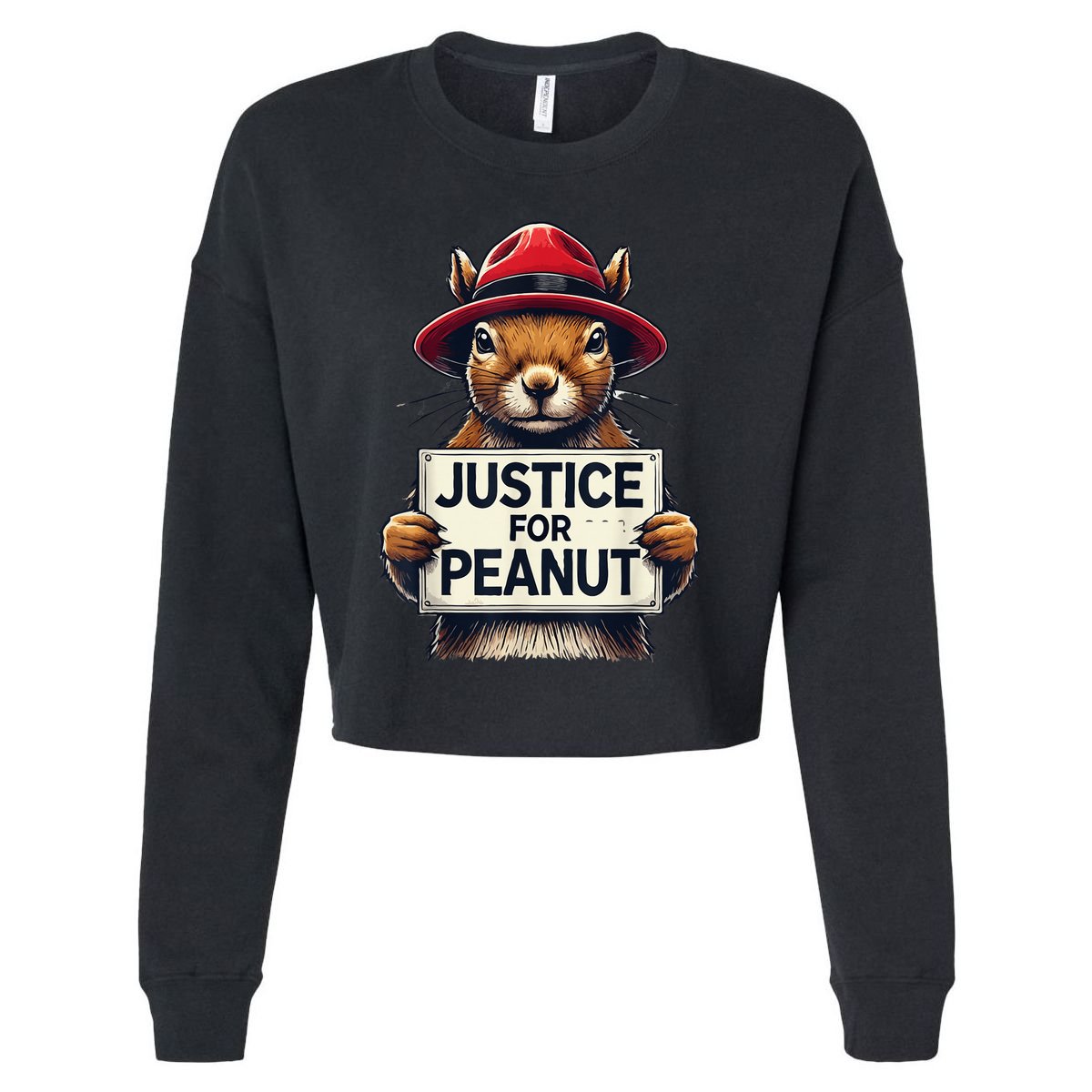 Justice For Peanut The Squirrel Wanted Cropped Pullover Crew
