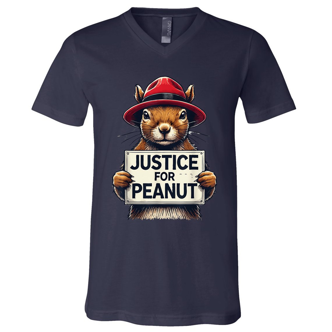 Justice For Peanut The Squirrel Wanted V-Neck T-Shirt