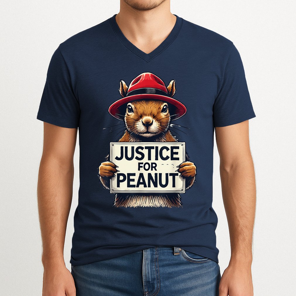 Justice For Peanut The Squirrel Wanted V-Neck T-Shirt