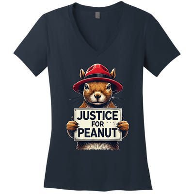 Justice For Peanut The Squirrel Wanted Women's V-Neck T-Shirt
