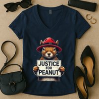 Justice For Peanut The Squirrel Wanted Women's V-Neck T-Shirt