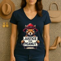 Justice For Peanut The Squirrel Wanted Women's V-Neck T-Shirt