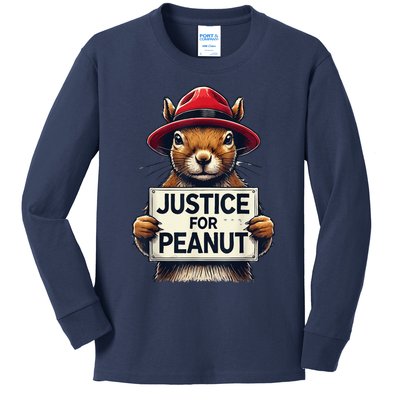 Justice For Peanut The Squirrel Wanted Kids Long Sleeve Shirt