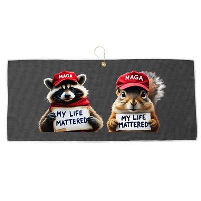 Justice For Peanut The Squirrel And Fred The Raccoon Large Microfiber Waffle Golf Towel