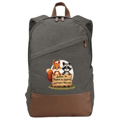 Justice For Peanut The Squirrel And Fred The Raccoon Cotton Canvas Backpack