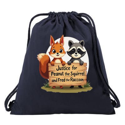 Justice For Peanut The Squirrel And Fred The Raccoon Drawstring Bag