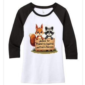 Justice For Peanut The Squirrel And Fred The Raccoon Women's Tri-Blend 3/4-Sleeve Raglan Shirt