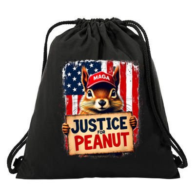 Justice For Peanut The Squirrel Peanut Squirrel Maga Drawstring Bag