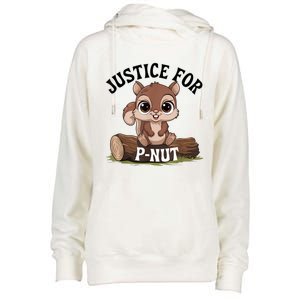 Justice For Pnut Special Squirrel Pnut Justice Womens Funnel Neck Pullover Hood