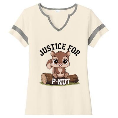 Justice For Pnut Special Squirrel Pnut Justice Ladies Halftime Notch Neck Tee