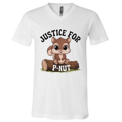 Justice For Pnut Special Squirrel Pnut Justice V-Neck T-Shirt