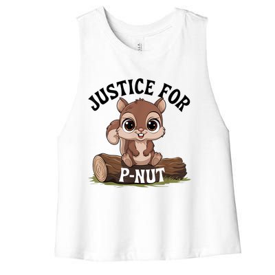 Justice For Pnut Special Squirrel Pnut Justice Women's Racerback Cropped Tank