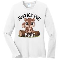 Justice For Pnut Special Squirrel Pnut Justice Ladies Long Sleeve Shirt