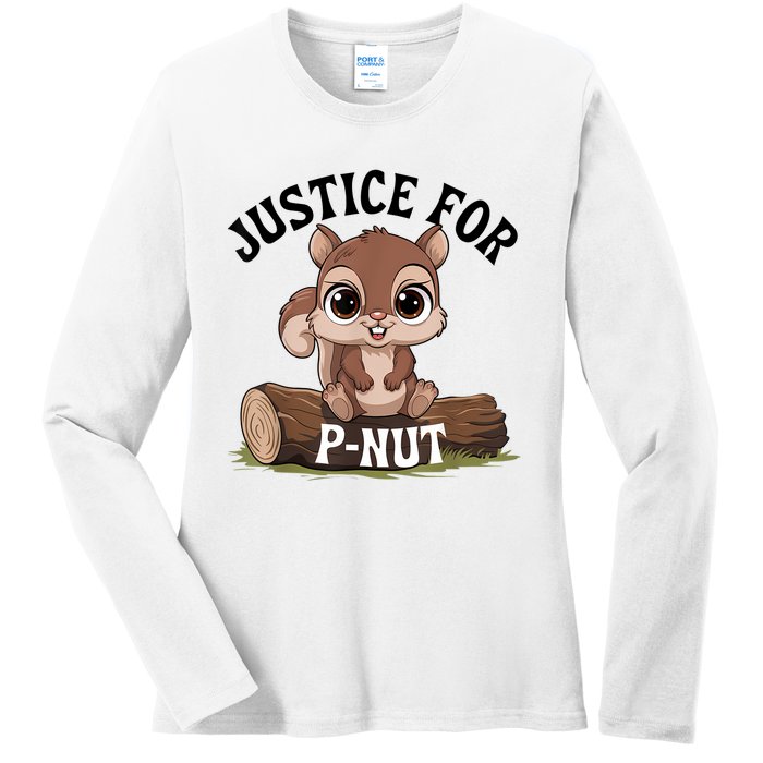 Justice For Pnut Special Squirrel Pnut Justice Ladies Long Sleeve Shirt