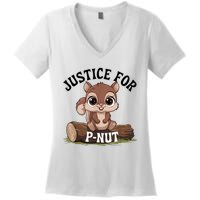 Justice For Pnut Special Squirrel Pnut Justice Women's V-Neck T-Shirt