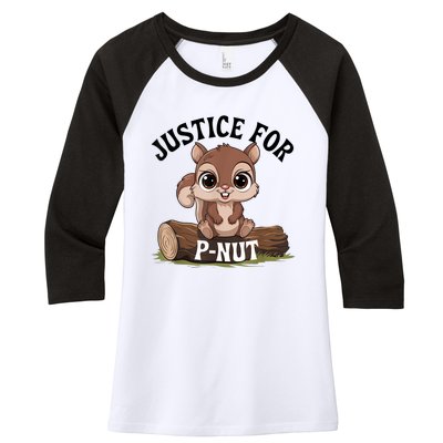 Justice For Pnut Special Squirrel Pnut Justice Women's Tri-Blend 3/4-Sleeve Raglan Shirt