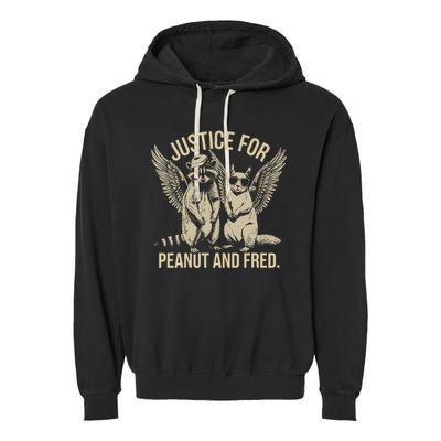 Justice For Peanut And Fred Peanut Squirrel Fred Raccoon Garment-Dyed Fleece Hoodie