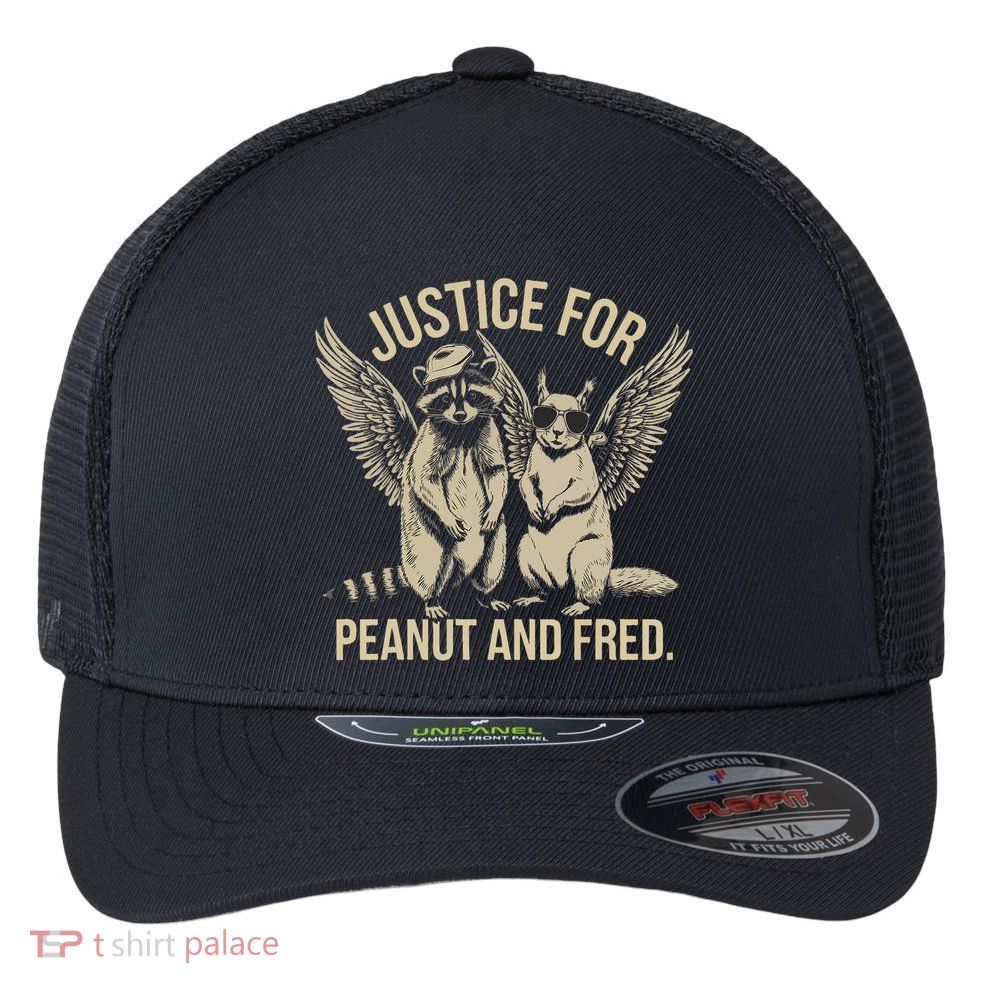 Justice For Peanut And Fred Peanut Squirrel Fred Raccoon Flexfit Unipanel Trucker Cap