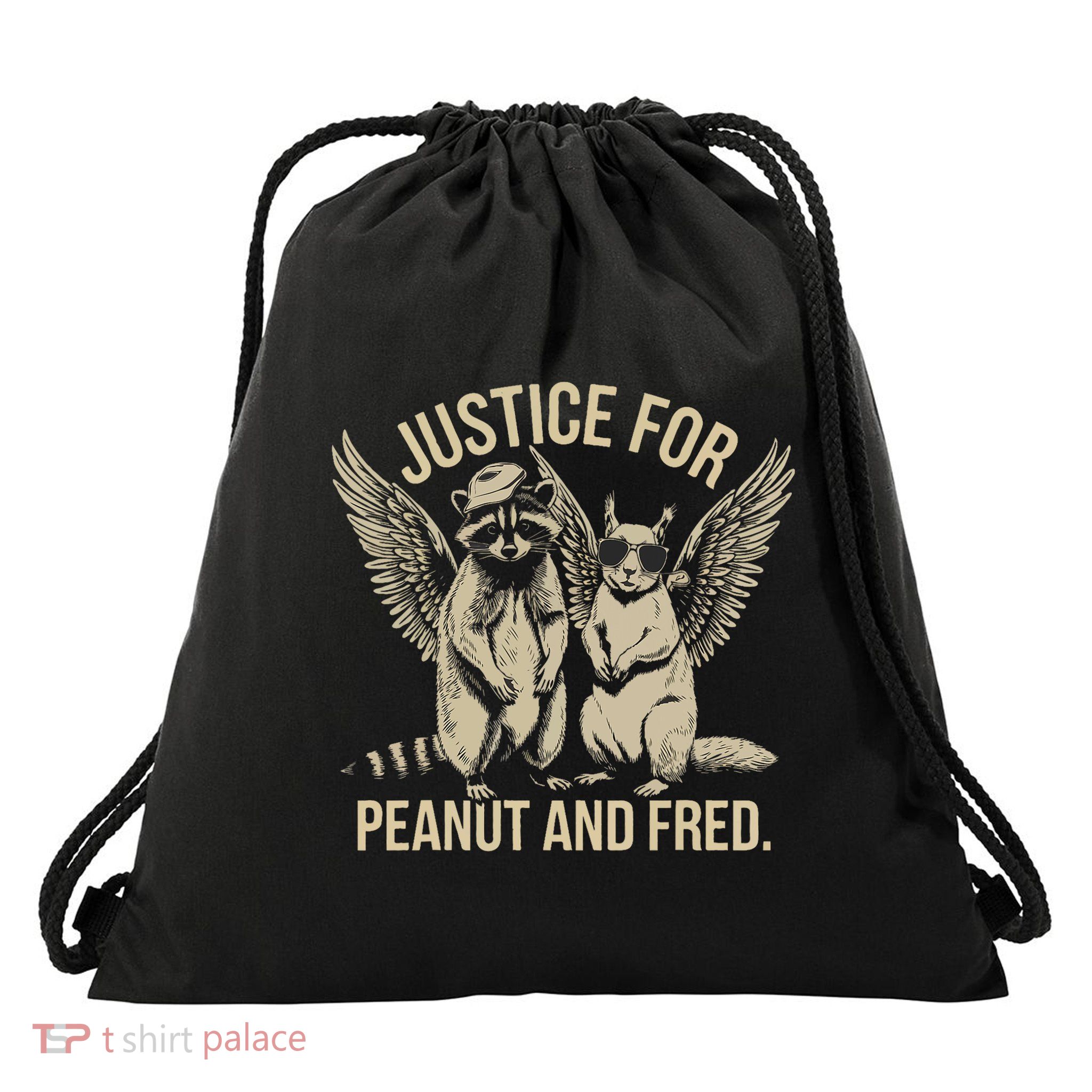 Justice For Peanut And Fred Peanut Squirrel Fred Raccoon Drawstring Bag