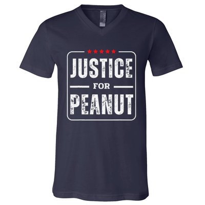 Justice For Peanut Bold Protest Message V-Neck T-Shirt