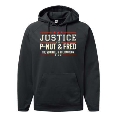 Justice For Pnut And Fred The Squirrel Peanut Justice Performance Fleece Hoodie