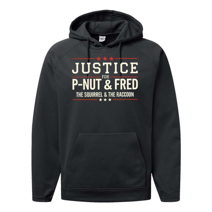 Justice For Pnut And Fred The Squirrel Peanut Justice Performance Fleece Hoodie