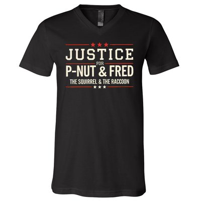 Justice For Pnut And Fred The Squirrel Peanut Justice V-Neck T-Shirt