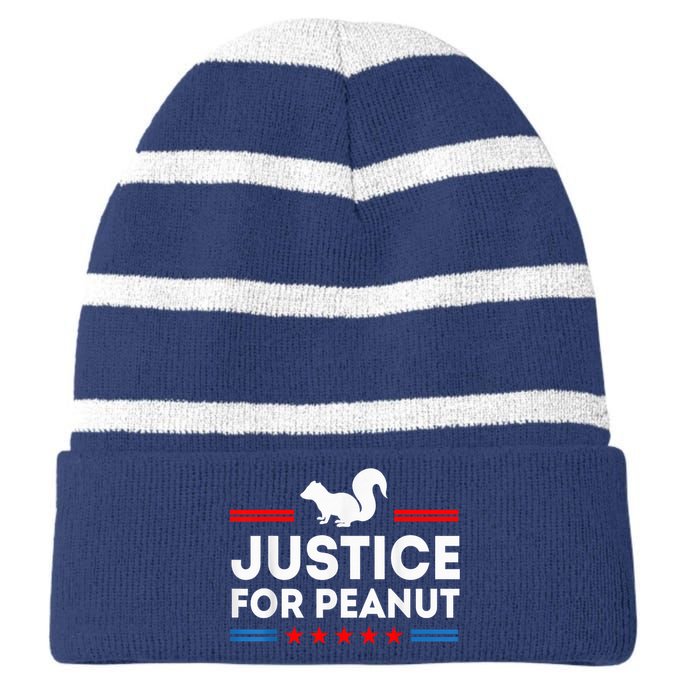 Justice For Peanut The Squirrel 2024 Striped Beanie with Solid Band