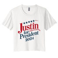 Justin For President 2024 Women's Crop Top Tee