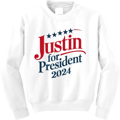 Justin For President 2024 Kids Sweatshirt