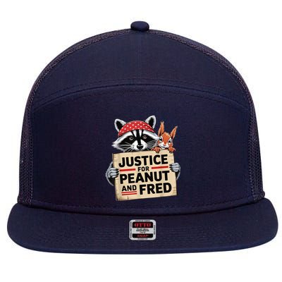 Justice For Peanut The Squirrel And Fred The Raccon 7 Panel Mesh Trucker Snapback Hat