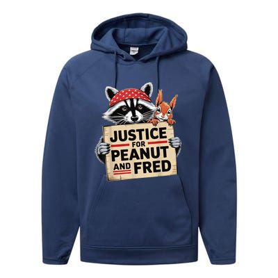 Justice For Peanut The Squirrel And Fred The Raccon Performance Fleece Hoodie