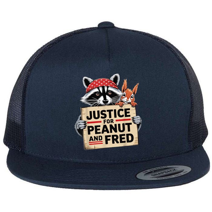 Justice For Peanut The Squirrel And Fred The Raccon Flat Bill Trucker Hat