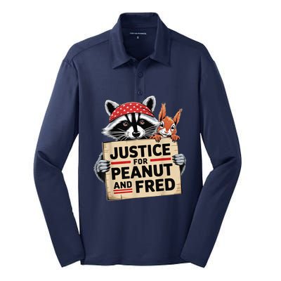 Justice For Peanut The Squirrel And Fred The Raccon Silk Touch Performance Long Sleeve Polo