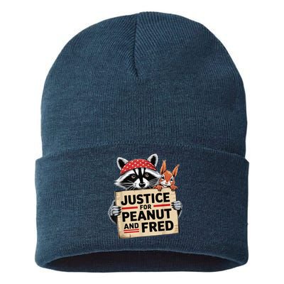 Justice For Peanut The Squirrel And Fred The Raccon Sustainable Knit Beanie