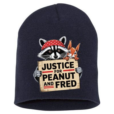 Justice For Peanut The Squirrel And Fred The Raccon Short Acrylic Beanie